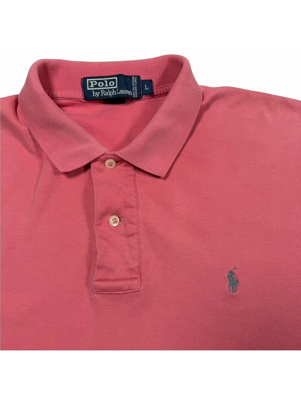 Polo Ralph Lauren Men's Pink Solid Short Sleeve Polo, Embroidered Logo Size L